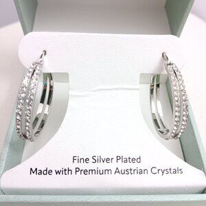 Silver Plated Hoop Earrings with Austrian Crystals